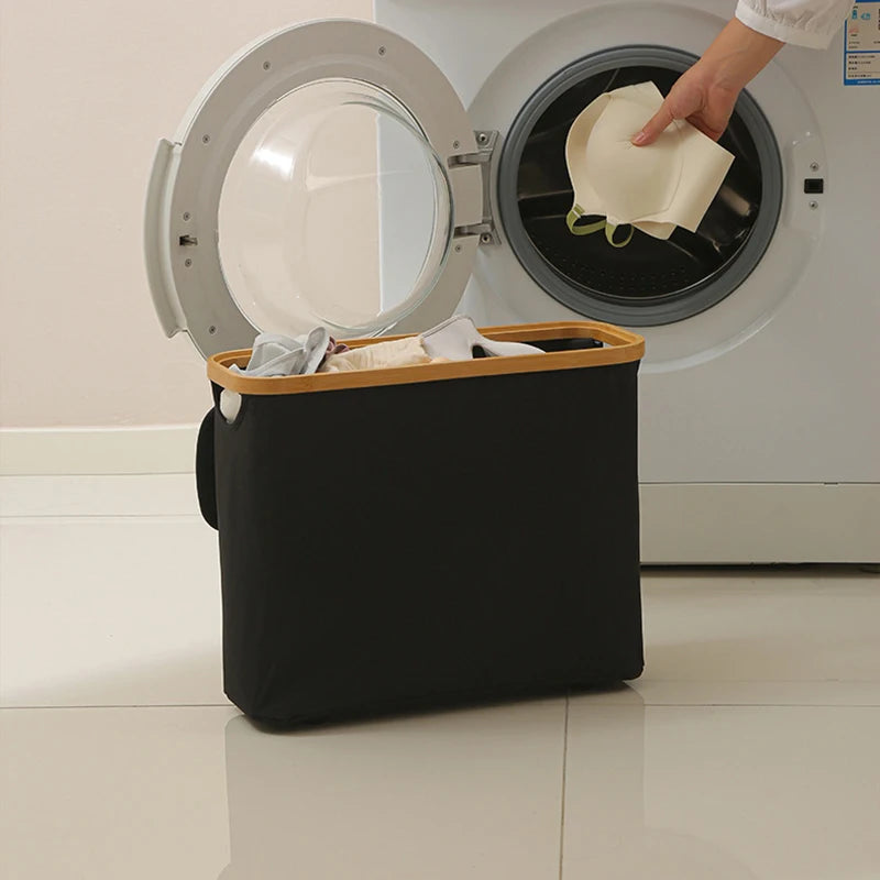 Panier de rangement pliable en tissu, couvercle et fenêtre transparente - Nesty (vue 4)