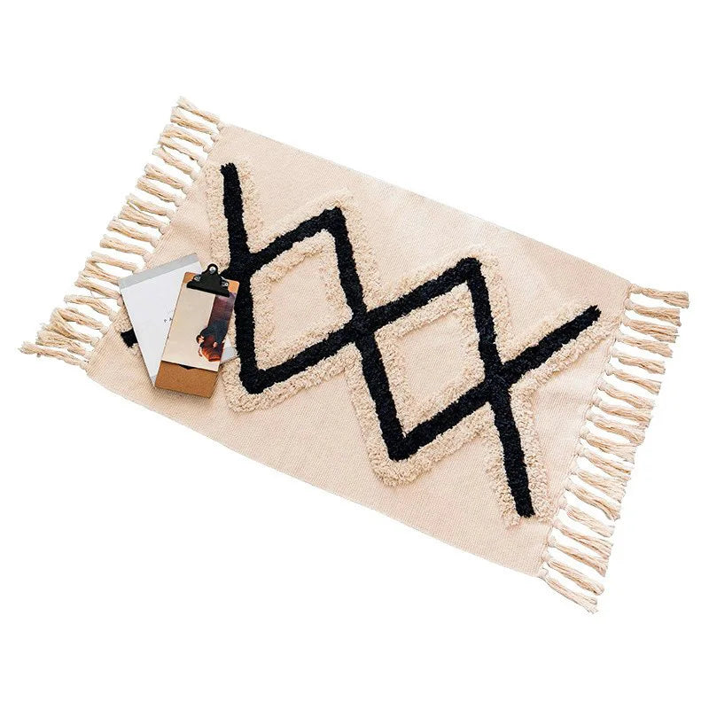 Tapis noué main à franges — motif ethnique (vue 5) - Nesty