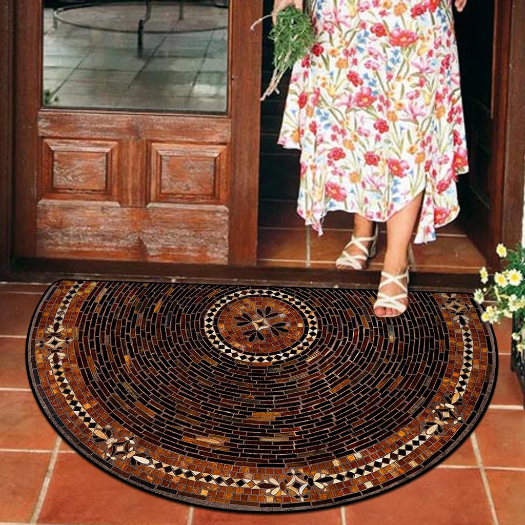 Tapis d'entrée semi-circulaire à motif floral Nesty (vue 14)