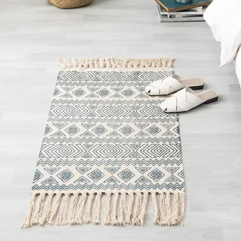 Tapis boho tissé main — franges et motif géométrique - Nesty (vue 8)