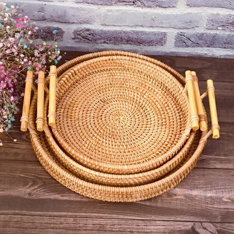 Panier rond en rotin tressé avec anse - Nesty (vue 10)