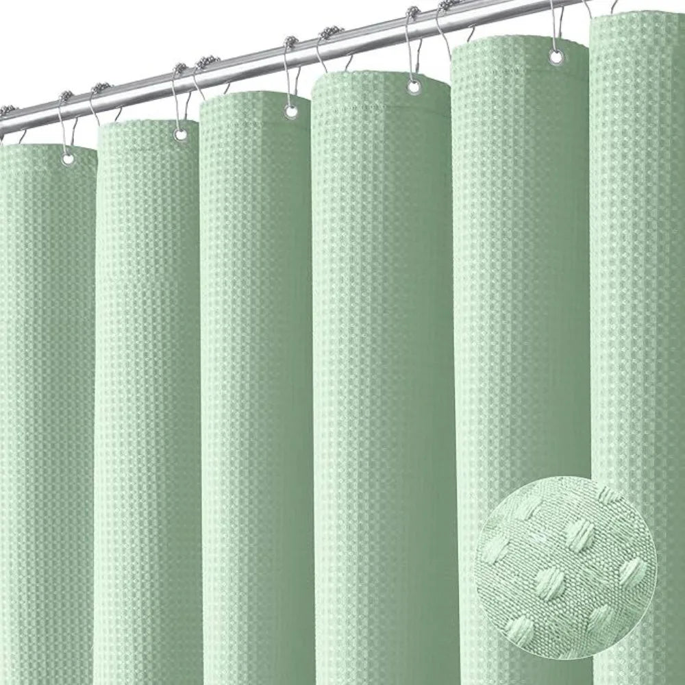 Rideau de douche gaufré en polyester imperméable, uni et anti-moisissure - Nesty (vue 12)