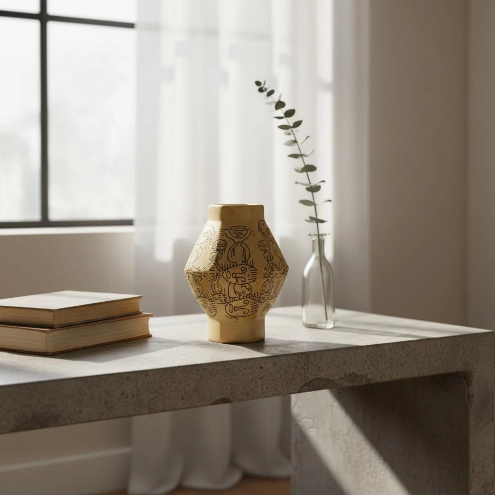 Vase en résine sculptée peint à la main, esprit wabi-sabi (vue 6) - Nesty