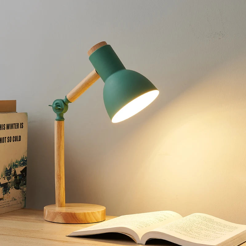 Lampe de bureau nordique en bois Nesty - Tête orientable LED (vue 7)