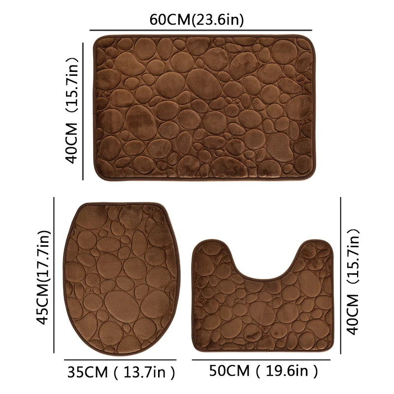 Set de tapis de bain en microfibre — motif pierre, 3 pièces - Nesty (vue 9)