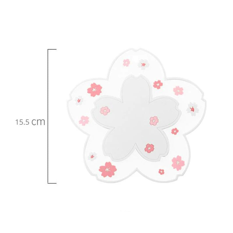 Dessous de verre en silicone fleurs de cerisier, coloris rose (vue 9) - Nesty