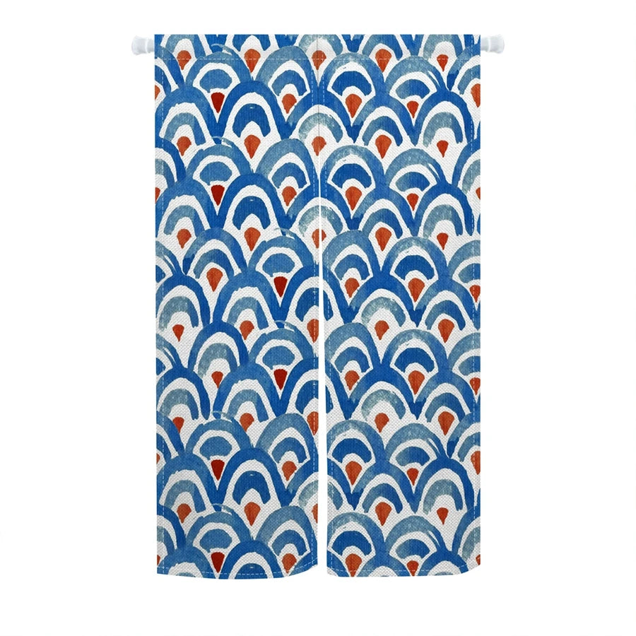 Rideau japonais noren bleu à motif vague, en lin pour porte - Nesty (vue 11)