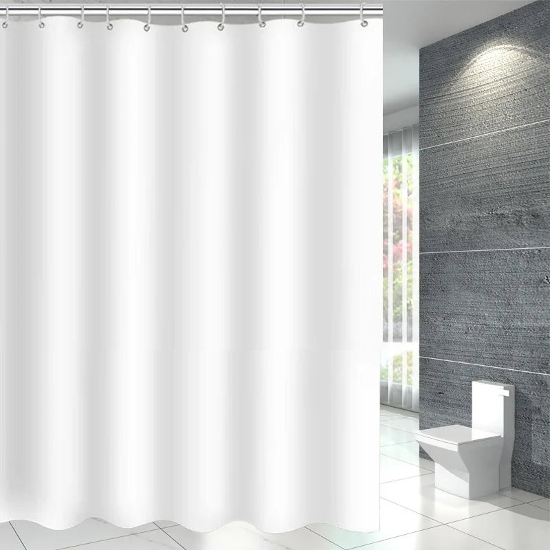 Rideau de douche noir en polyester imperméable, grand format avec crochets - Nesty (vue 11)