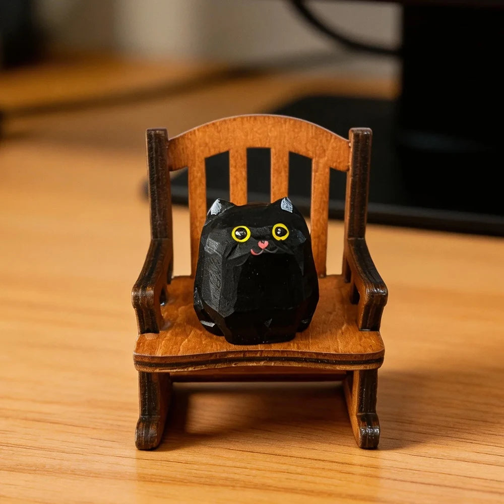 Figurine animal sur chaise à bascule — bois sculpté - Nesty (vue 4)