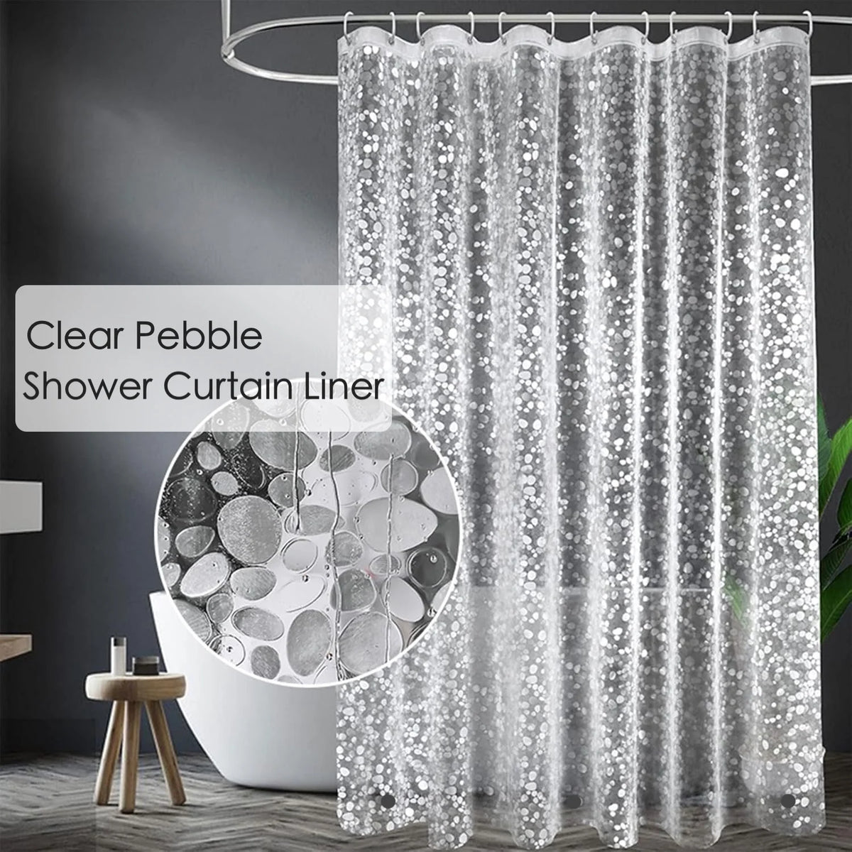 Doublure de rideau de douche en PEVA avec aimants et crochets (vue 8) - Nesty