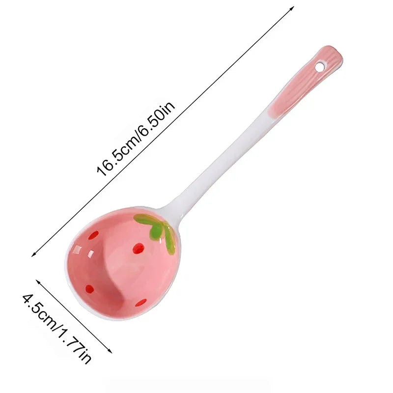 Cuillère en céramique fraise — modèle mignon (vue 6) - Nesty