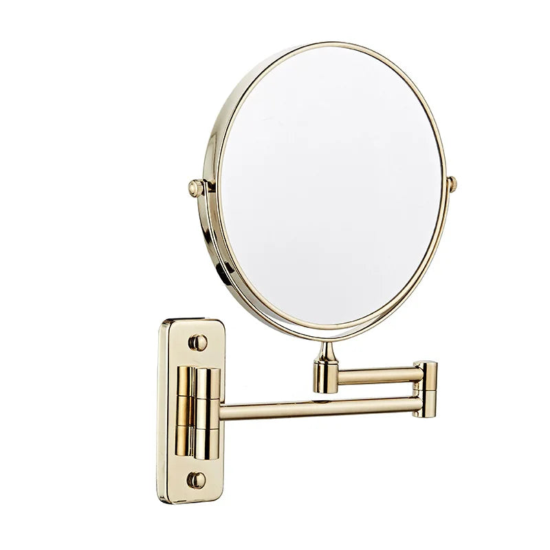 Miroir grossissant chromé Nesty - Variante finition dorée sur fond blanc