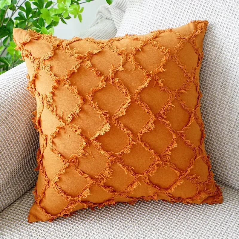 Housse de coussin en coton et lin Nesty - Motif losange tricoté (vue 7)