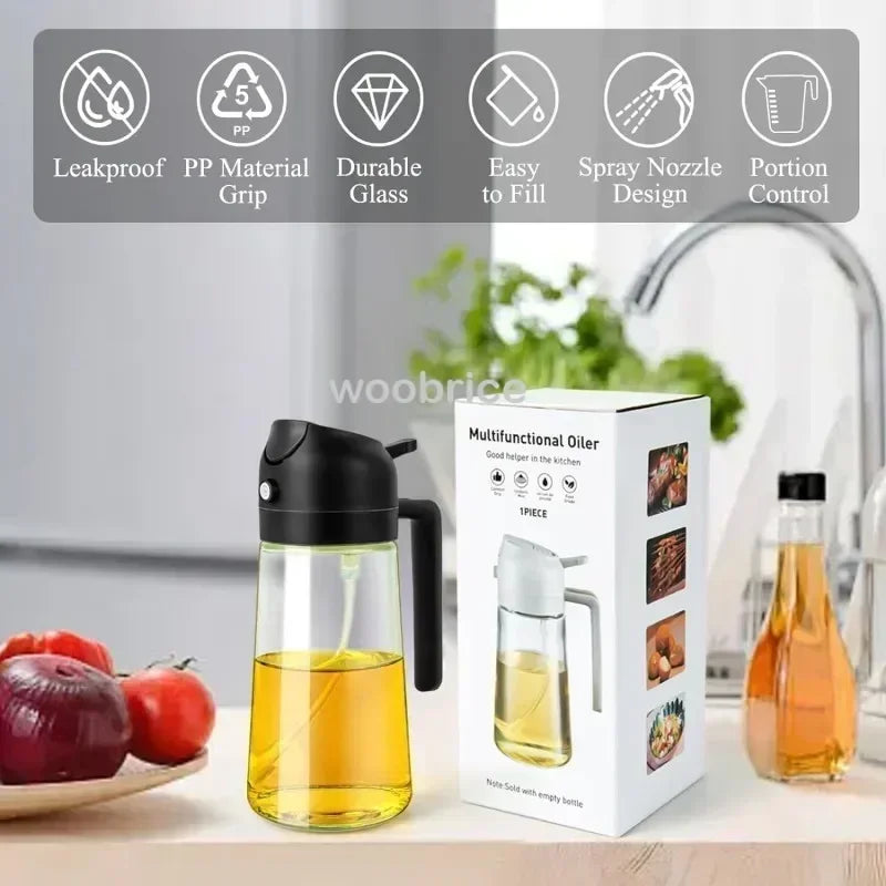 Flacon vaporisateur et verseur d'huile en verre, 500 ml (vue 6) - Nesty