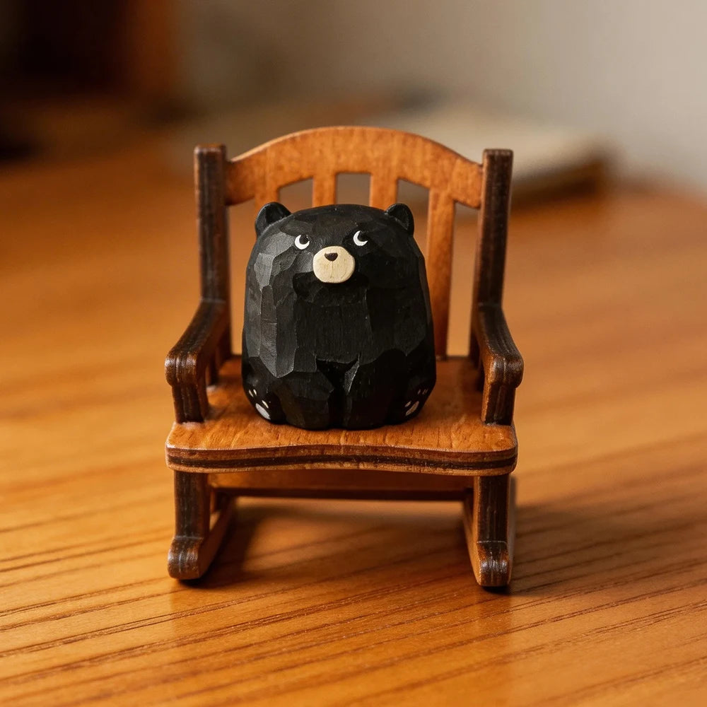 Figurine animal sur chaise à bascule — bois sculpté - Nesty (vue 18)