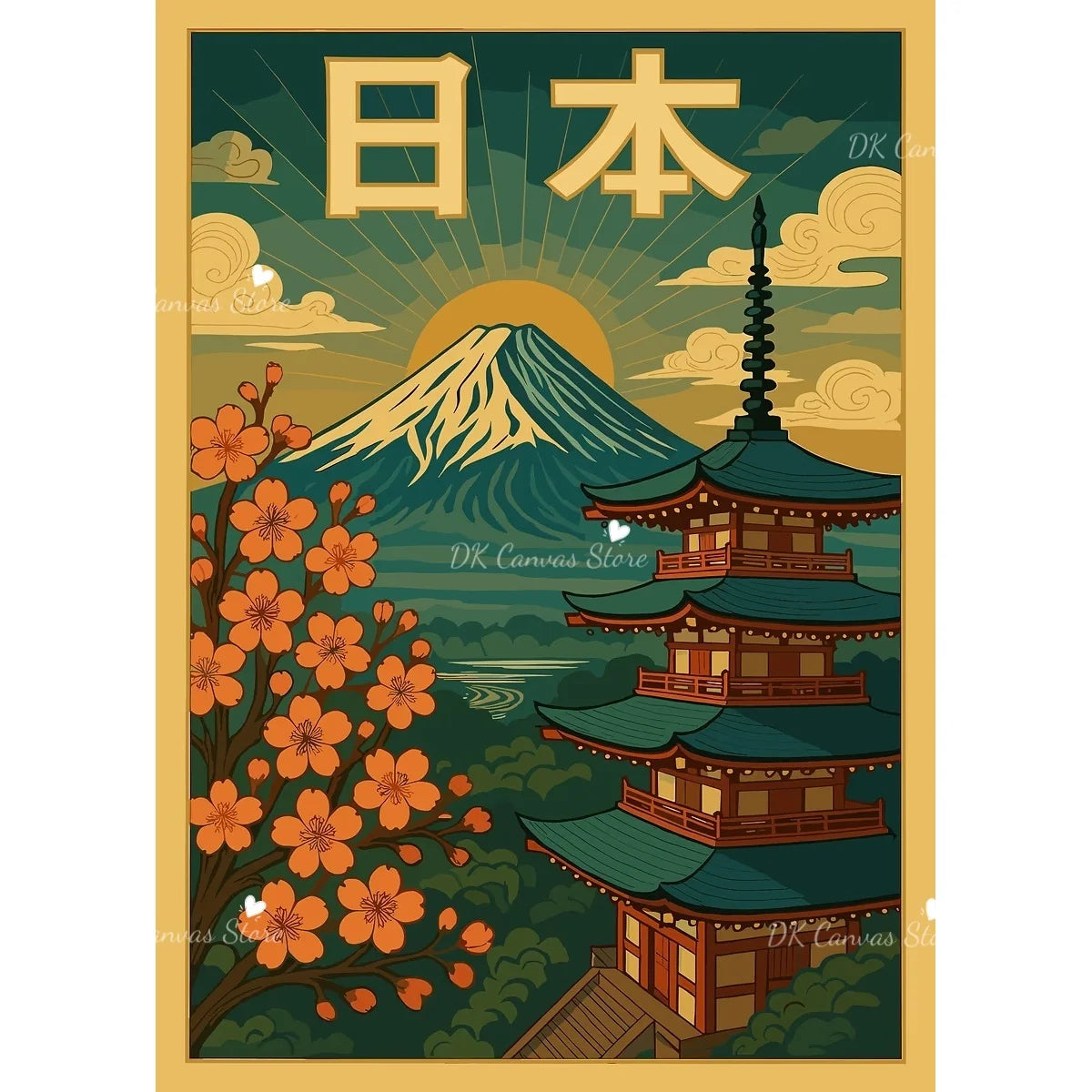 Toile murale illustrée — scène japonaise vintage - Nesty (vue 3)