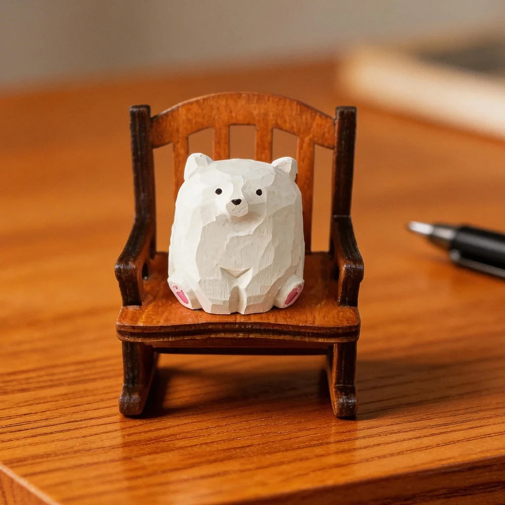 Figurine animal sur chaise à bascule — bois sculpté - Nesty (vue 9)