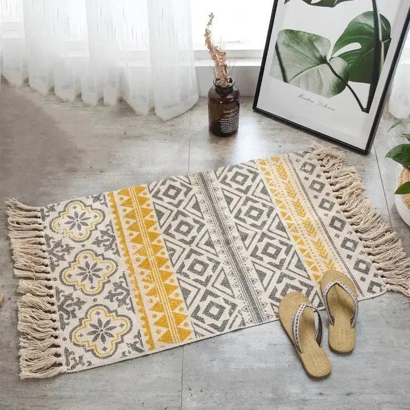 Tapis boho tissé main — franges et motif géométrique - Nesty (vue 2)