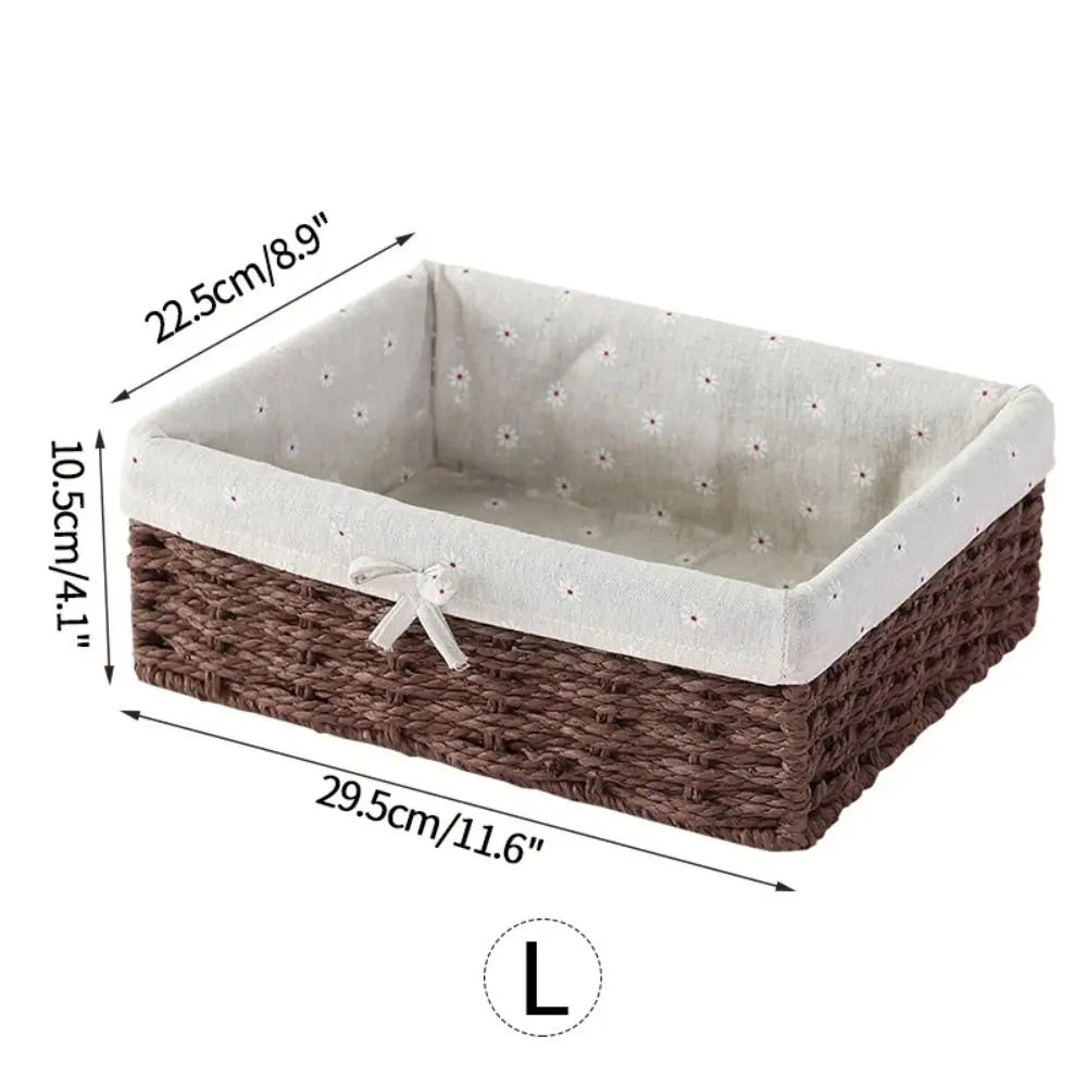 Panier de rangement tressé rectangulaire en lin avec couvercle - Nesty (vue 9)