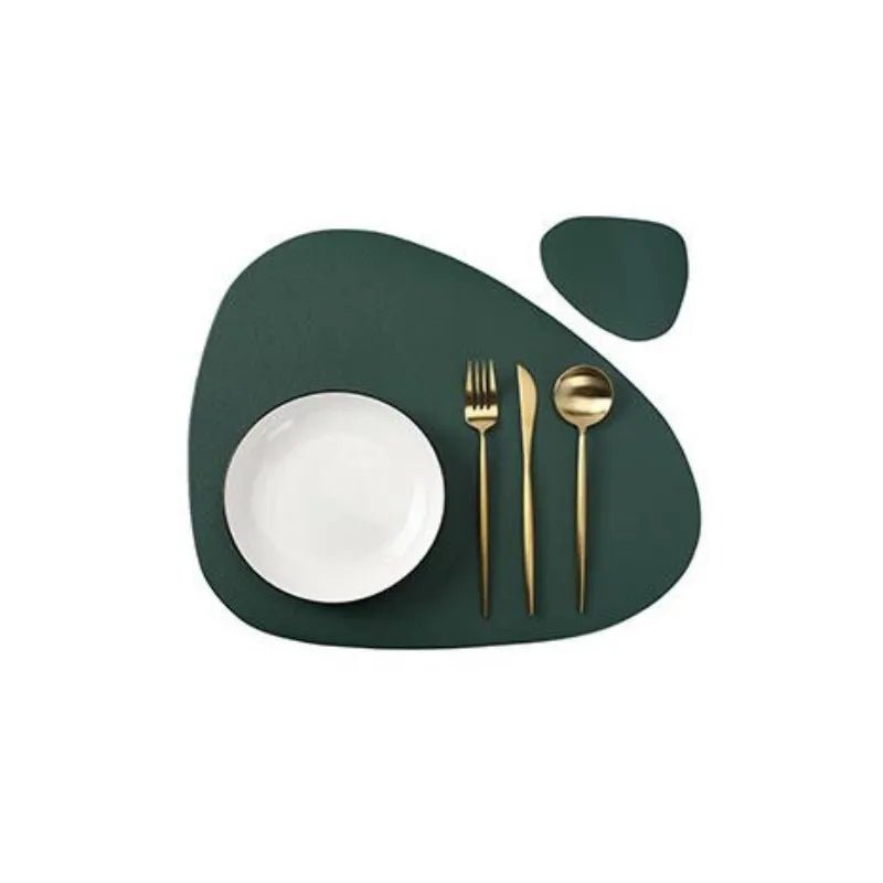 Set de table et dessous de verre en cuir synthétique, réversible - Nesty (vue 11)