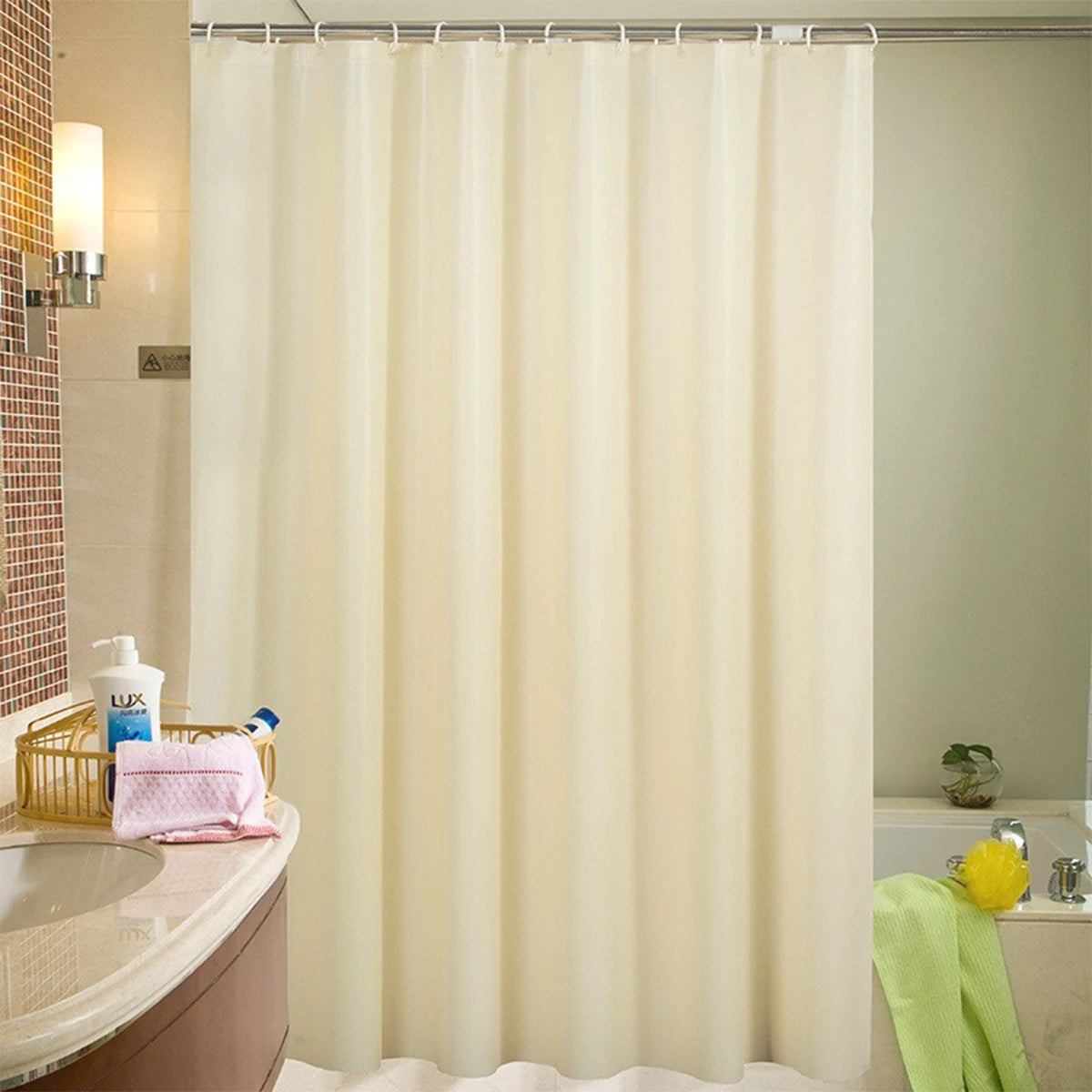 Rideau de douche vagues en PEVA imperméable, effet drapé ondulé - Nesty (vue 16)