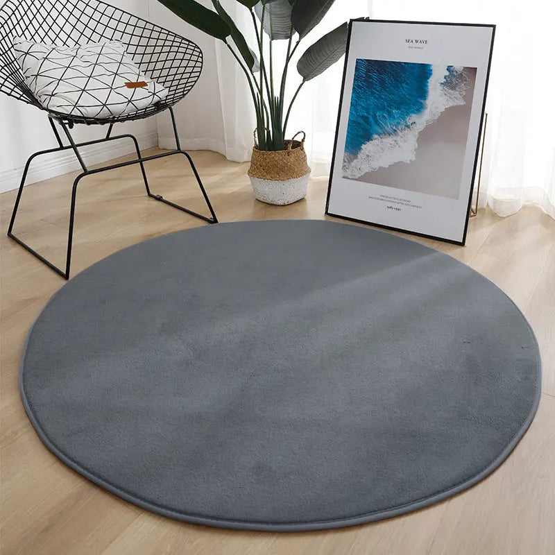 Tapis rond en velours corail Nesty - Coloris unis (vue 15)