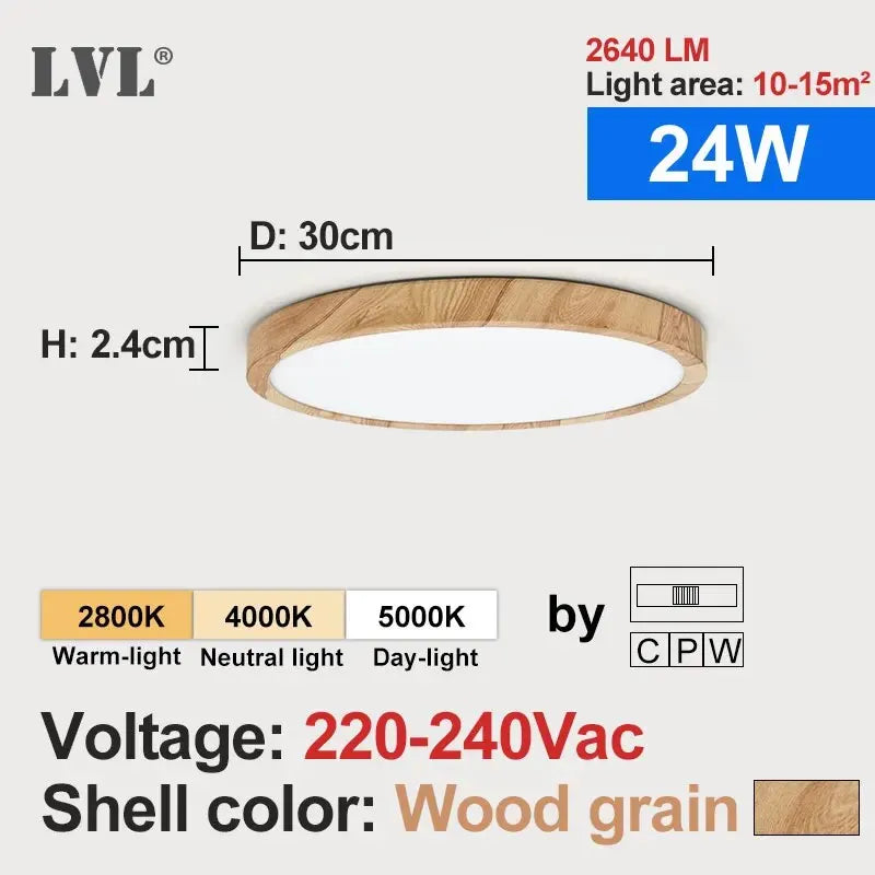 Plafonnier LED bois et blanc Nesty - 3 températures de lumière (vue 12)