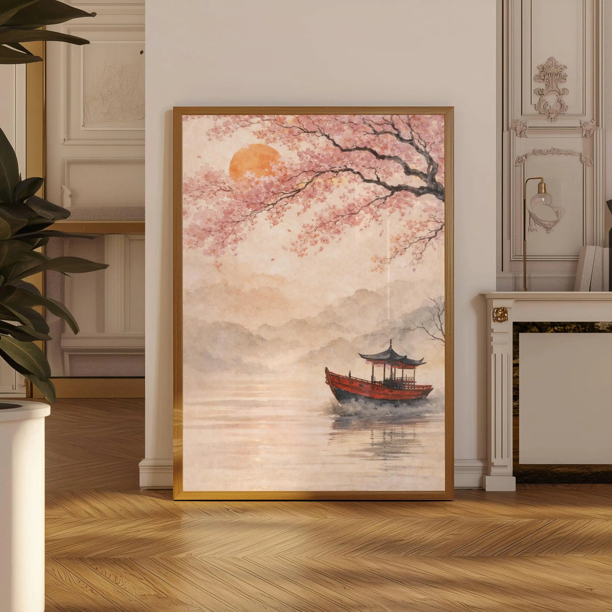 Toile imprimée cerisier en fleurs Nesty - Art mural japandi rose (vue 16)
