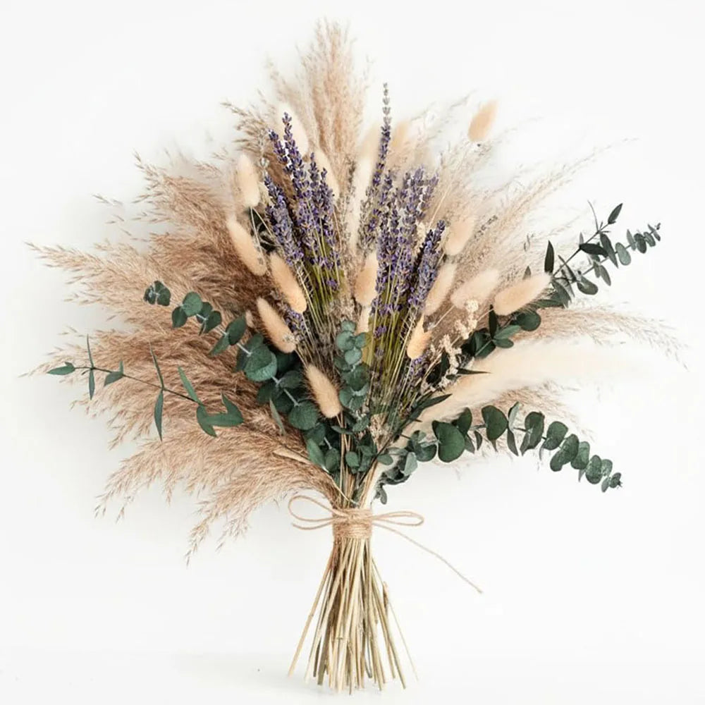 Bouquet de fleurs séchées naturelles, gypsophile lavande et eucalyptus - Nesty (vue 13)
