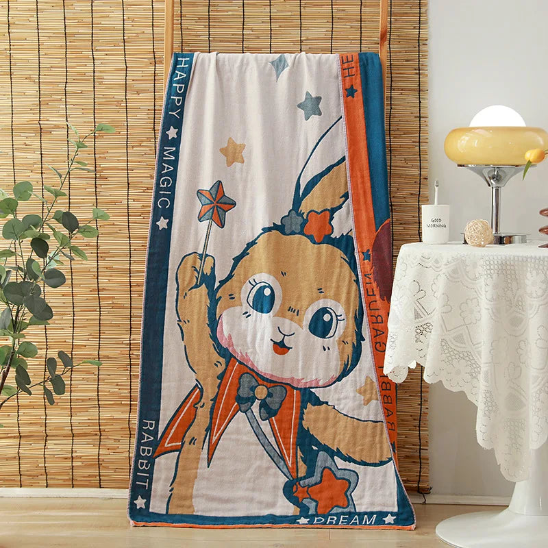 Serviette de bain en gaze de coton bio — motifs fleuris, 75 x 150 cm - Nesty (vue 16)