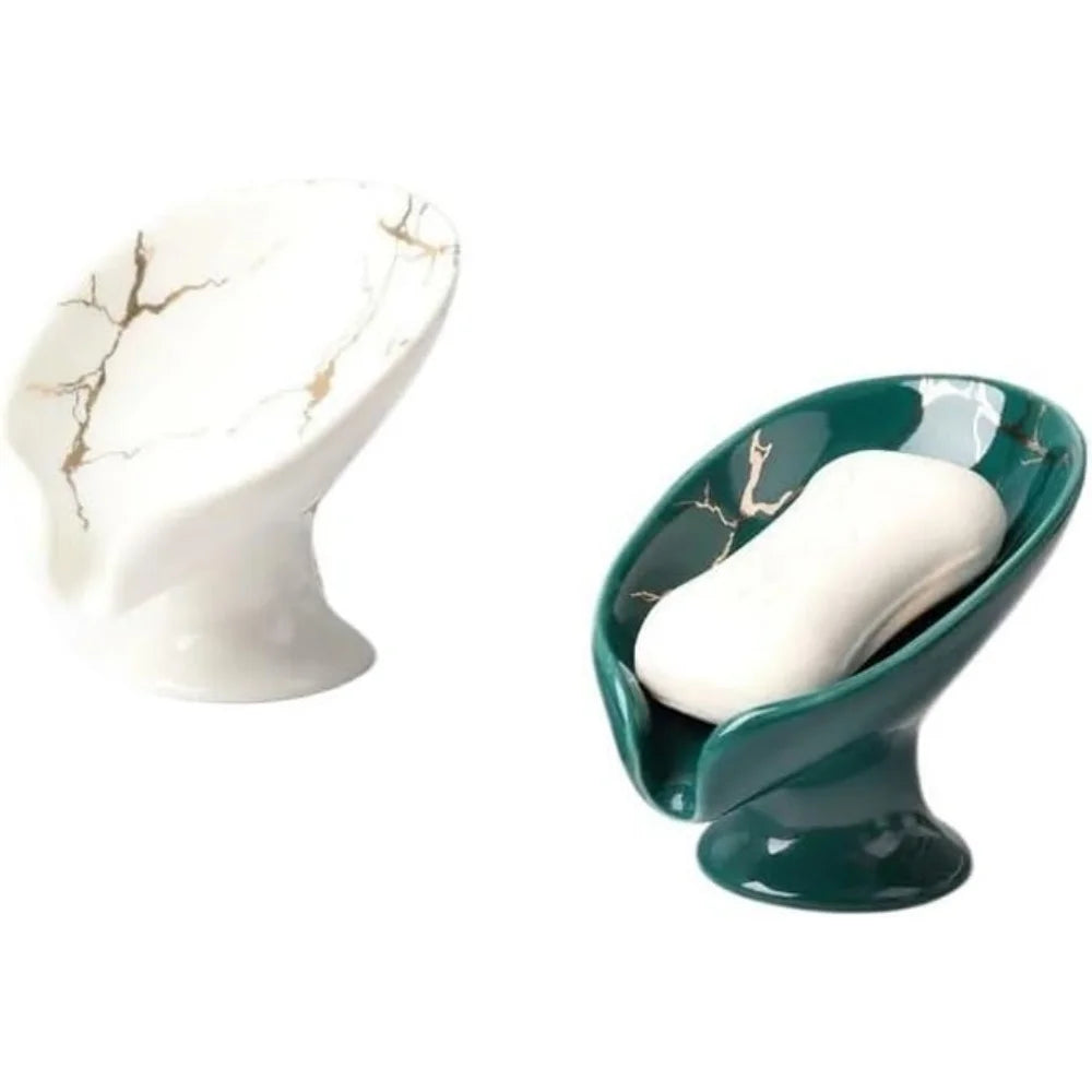 Porte-savon en céramique forme feuille, salle de bain et cuisine - Nesty (vue 1)