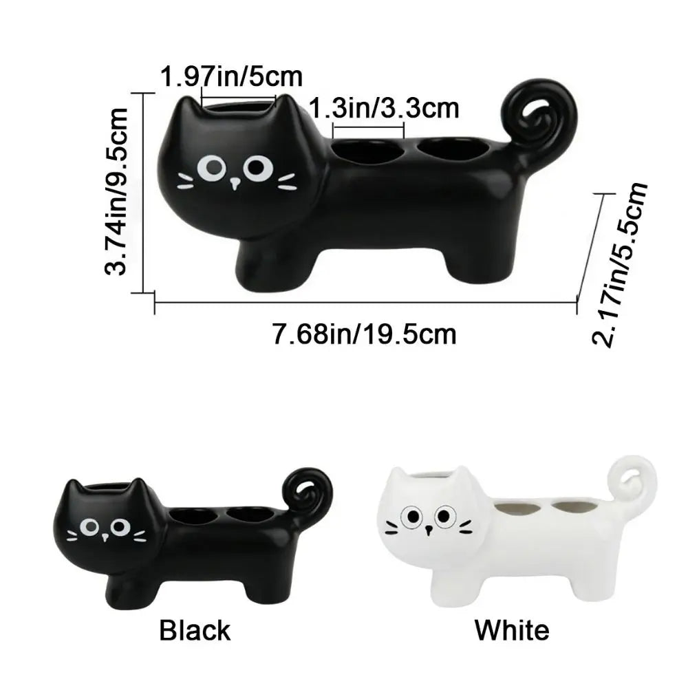 Ceramic Cartoon Cat Toothbrush Base Waterproof Cute Electric Toothbrush Holder Decorative 3 Holes Electric Toothbrush Stand - Nesty (vue 6)