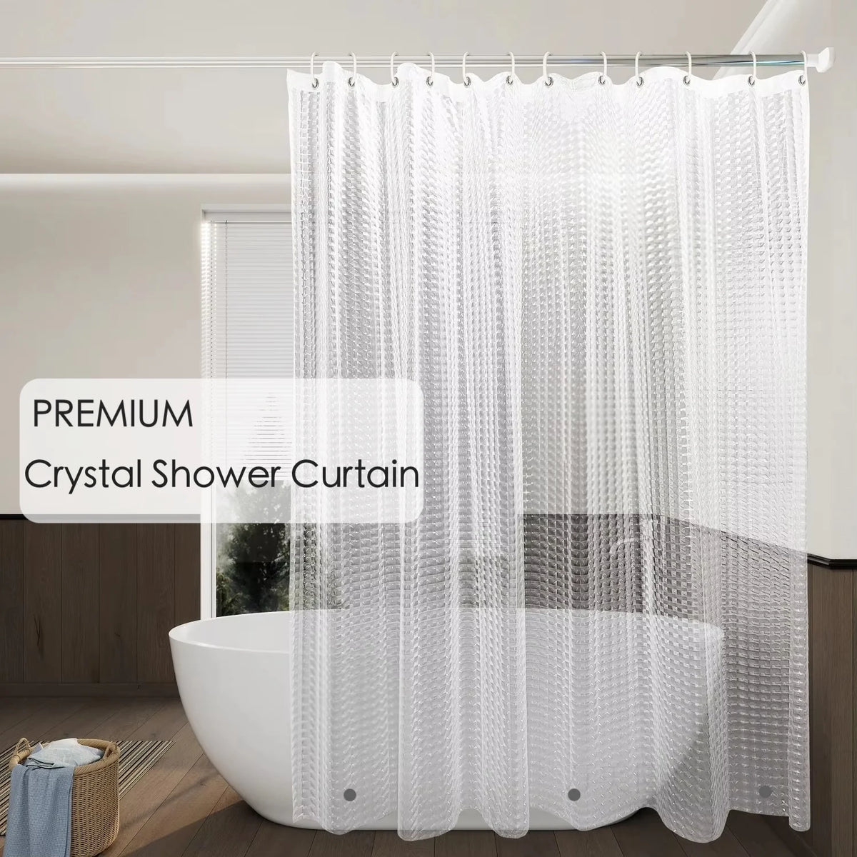 Doublure de rideau de douche en PEVA avec aimants et crochets (vue 10) - Nesty