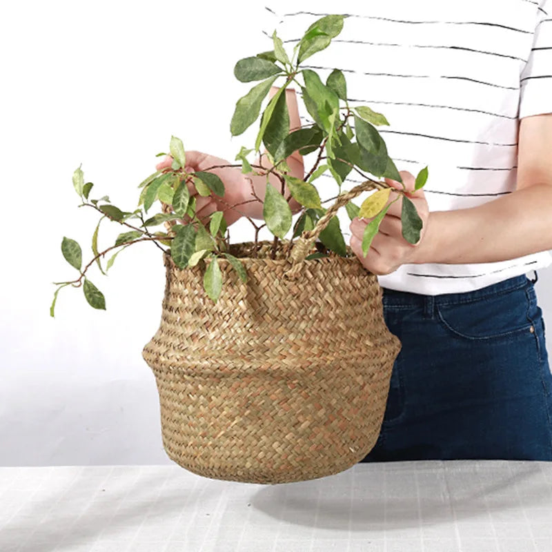 Corbeille suspendue en paille tressée, cache-pot pour plantes - Nesty (vue 4)