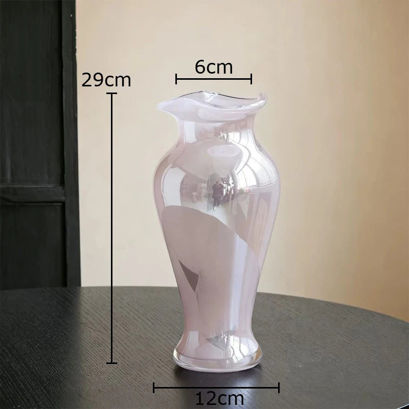Vase en verre peint rose, décoration florale - Nesty (vue 7)