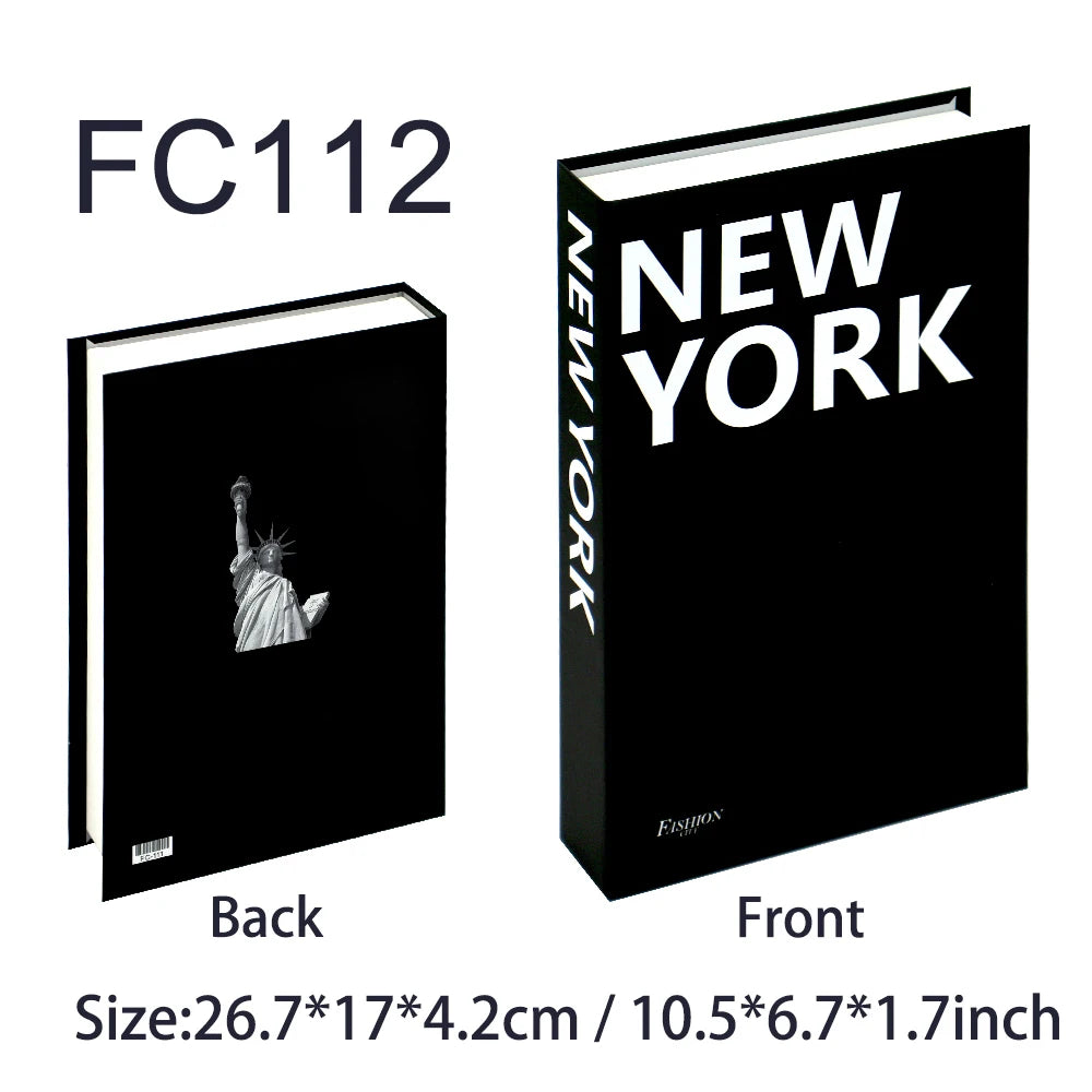 Faux livre décoratif boîte de rangement style nordique, couverture New York noire, lettrage blanc et statue de la Liberté (vue 54) - Nesty