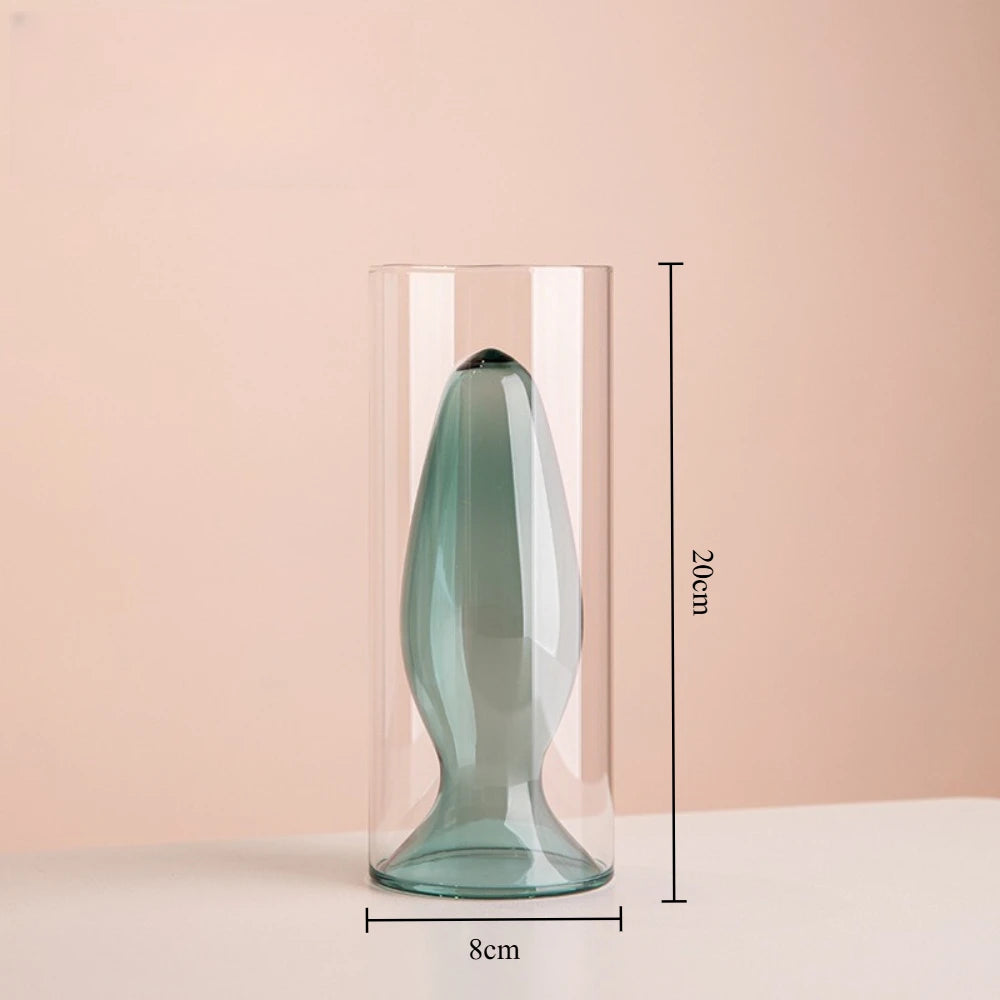 Vase en verre double paroi coloré, culture hydroponique (vue 6) - Nesty