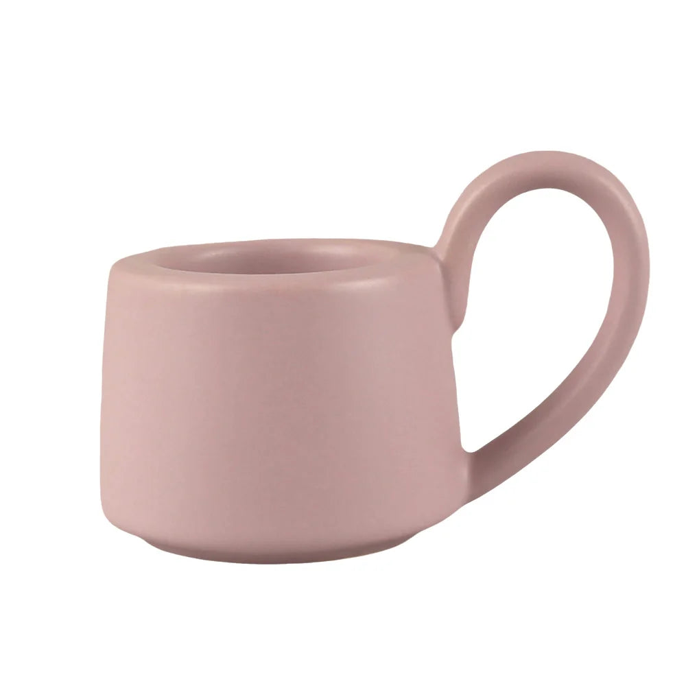 Bougeoir céramique galbé, teinte rose poudré (vue 12) - Nesty