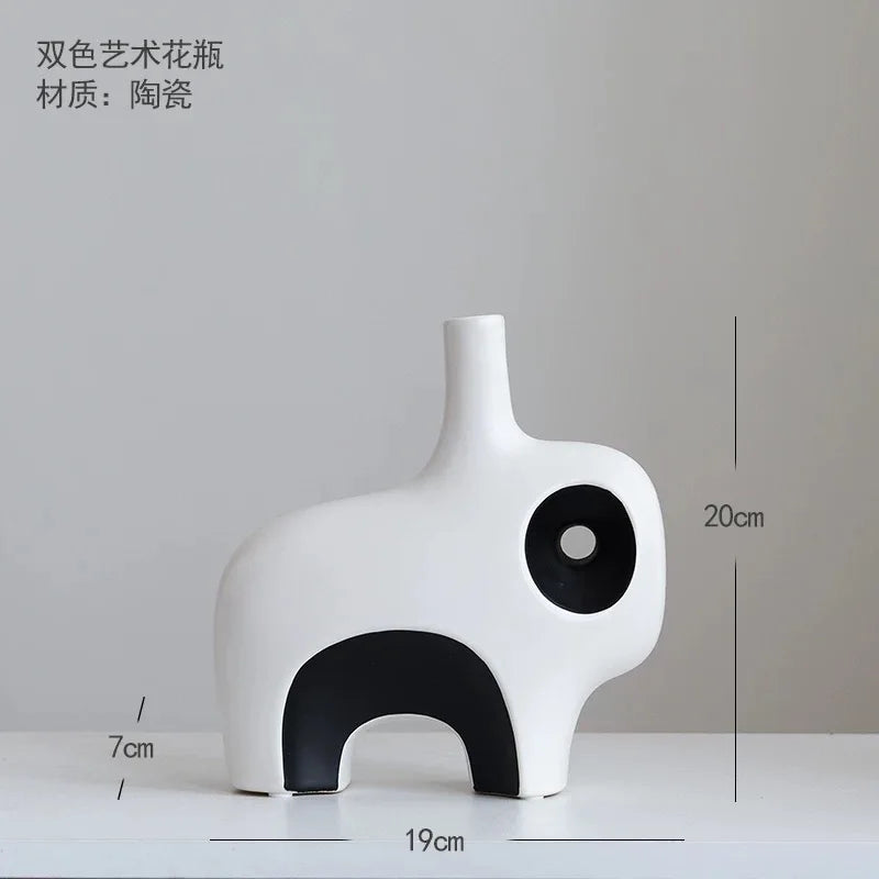 Vase en céramique blanc et noir à motif géométrique - Nesty (vue 2)