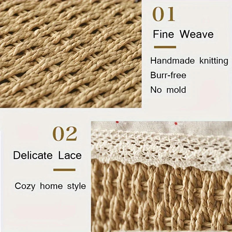 Panier en bois tressé avec doublure dentelle amovible (vue 5) - Nesty