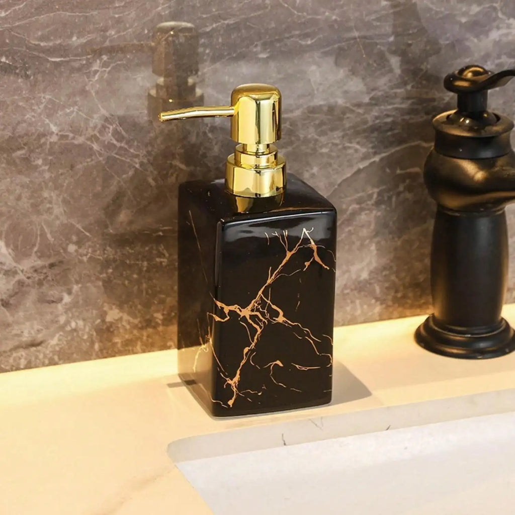 Distributeur de savon en céramique effet marbre (vue 7) - Nesty