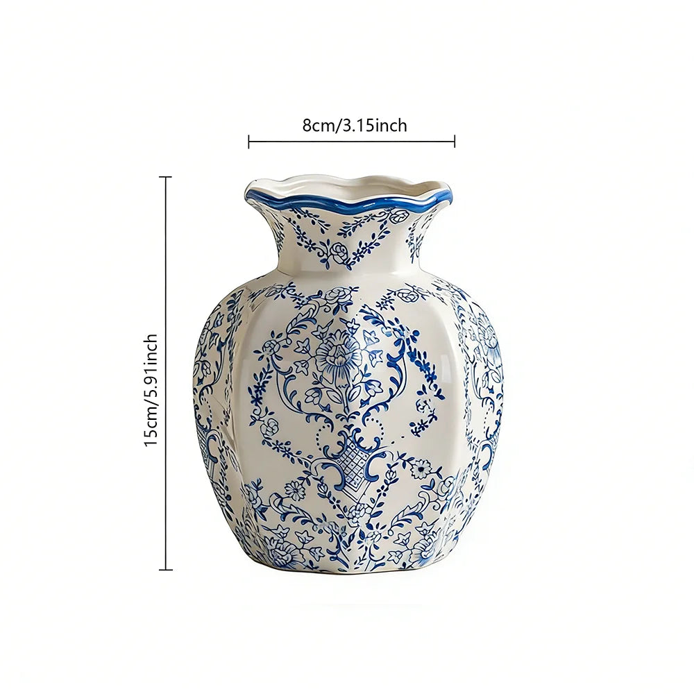 Grand vase en porcelaine bleu et blanc peint à la main - Nesty (vue 7)