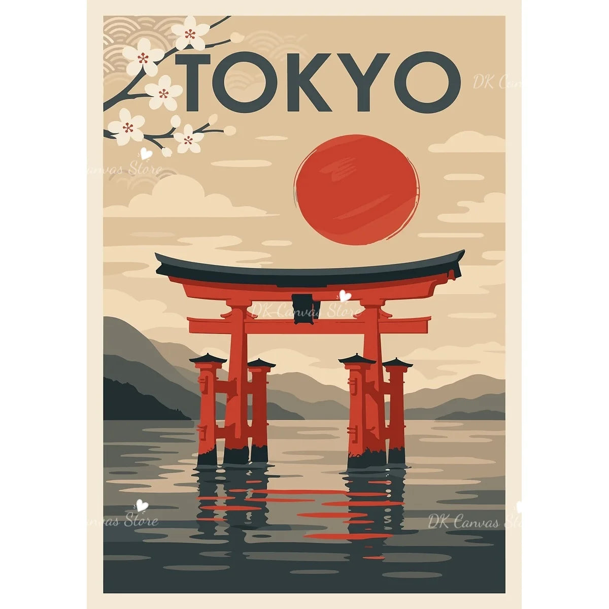 Toile murale illustrée — scène japonaise vintage - Nesty (vue 1)