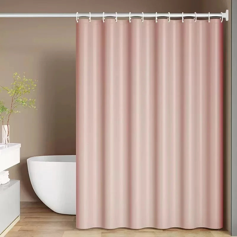Rideau de douche opaque en PEVA — anneaux métalliques et toucher soyeux (vue 14) - Nesty