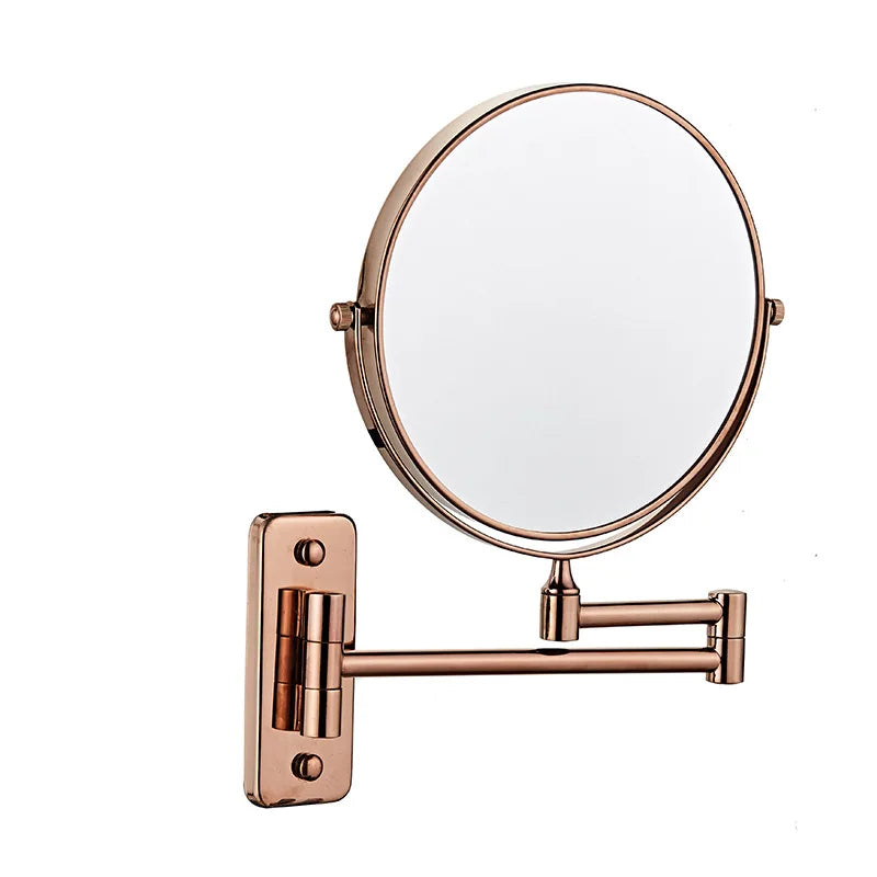 Miroir grossissant chromé Nesty - Variante finition or rose sur fond blanc