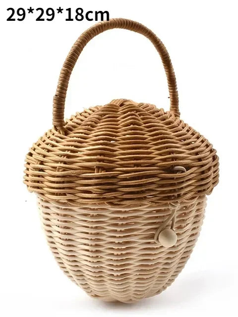 Petit panier tressé en osier forme champignon, panier décoratif (vue 10) - Nesty
