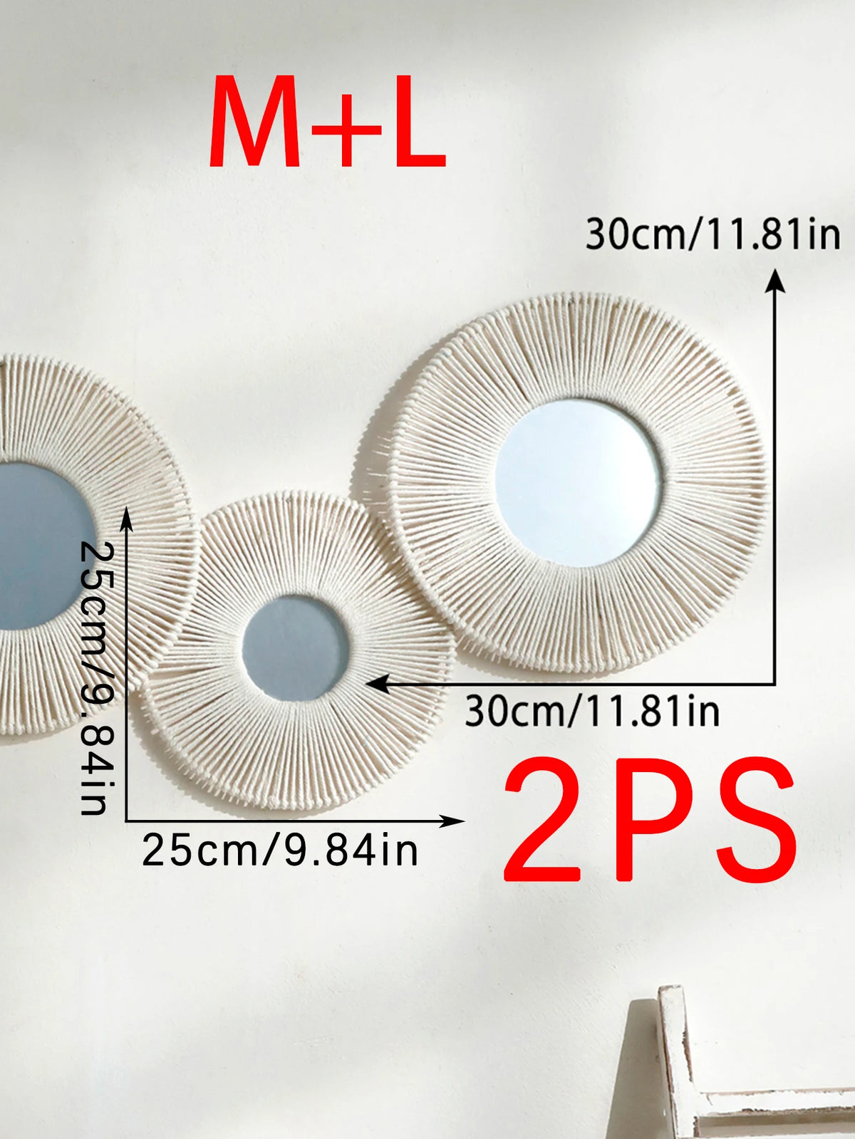 Miroir mural rond en corde de chanvre tressée, style bohème (vue 14) - Nesty