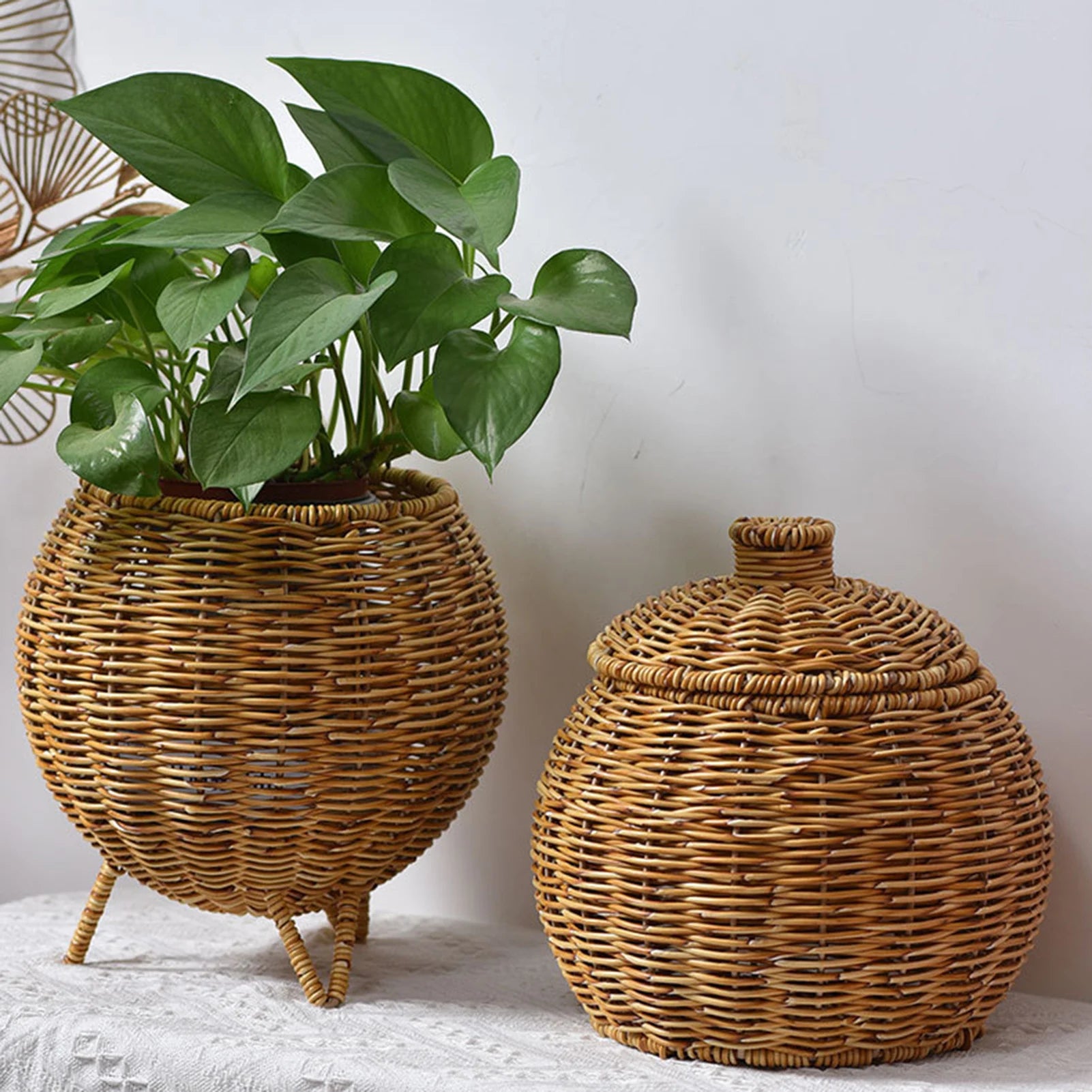 Panier de rangement tressé effet rotin, pour bijoux et cosmétiques - Nesty (vue 1)