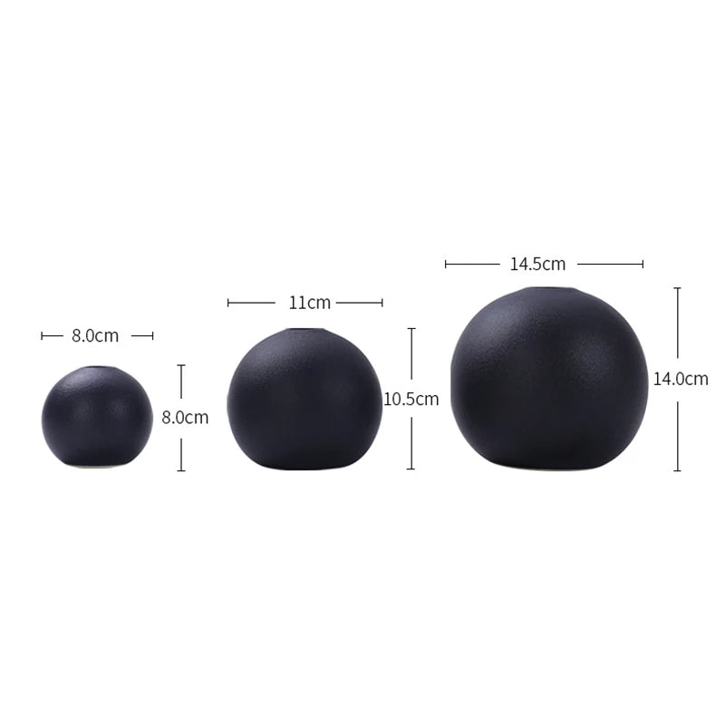 Vase céramique boule bicolore noir et blanc (vue 6) - Nesty