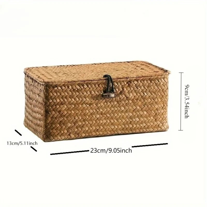 Panier de rangement en paille tressée vintage - Nesty (vue 6)